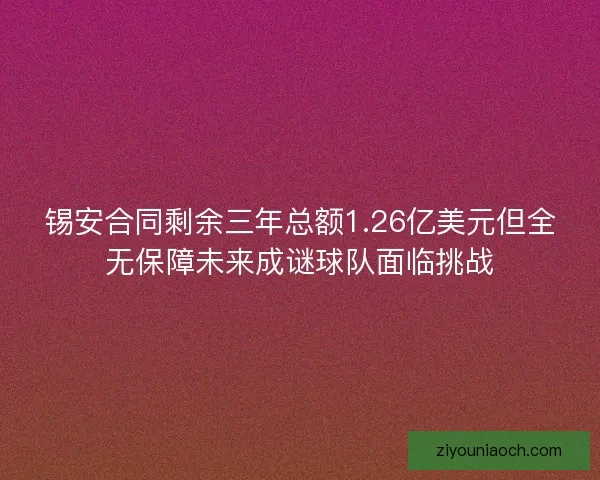 锡安合同剩余三年总额1.26亿美元但全无保障未来成谜球队面临挑战